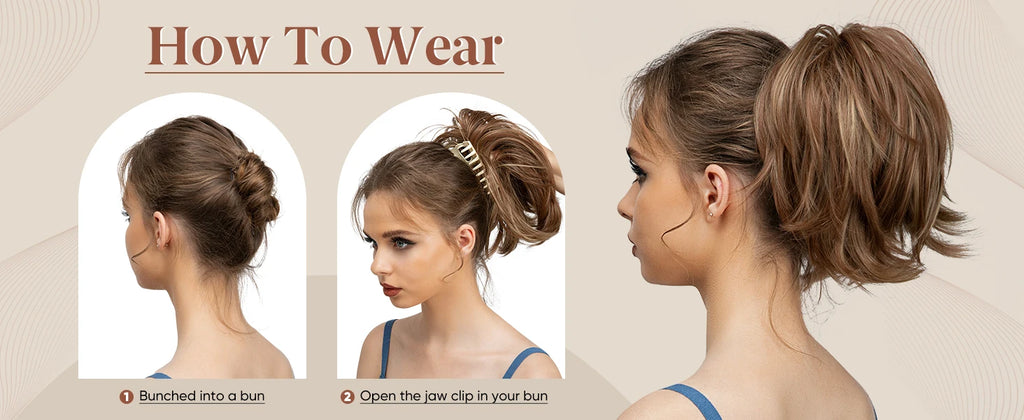 SARLA Synthetic Diy Claw Clip In Ponytail Extension Hairpiece Hair Bun Fake Blonde Hair False Pigtail for Women