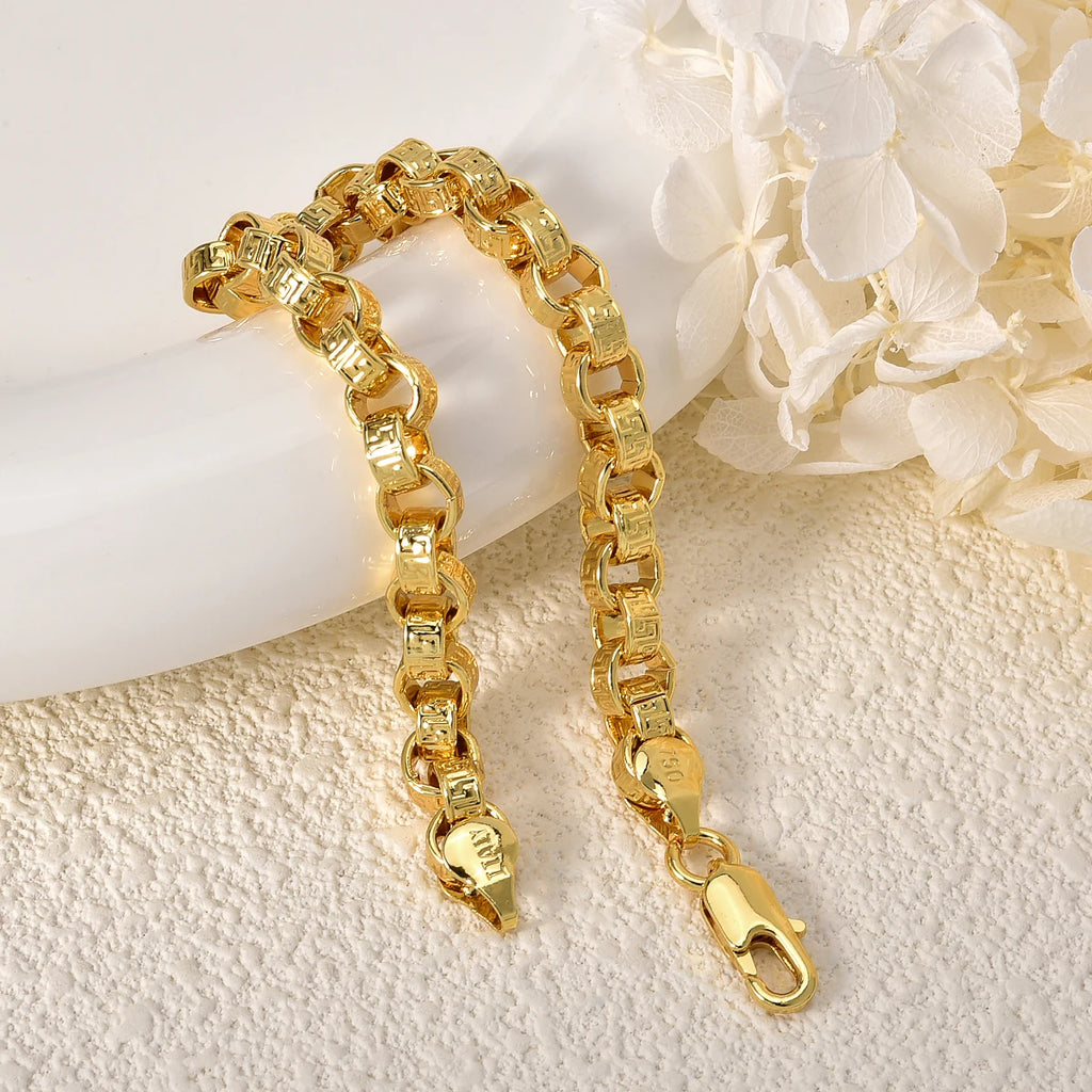18k Gold Plated Italy 750 Bracelet Copper Braided Shaped Bracelet Hip-Hop Daily Men Women Jewelry Accessories For Friends Gifts