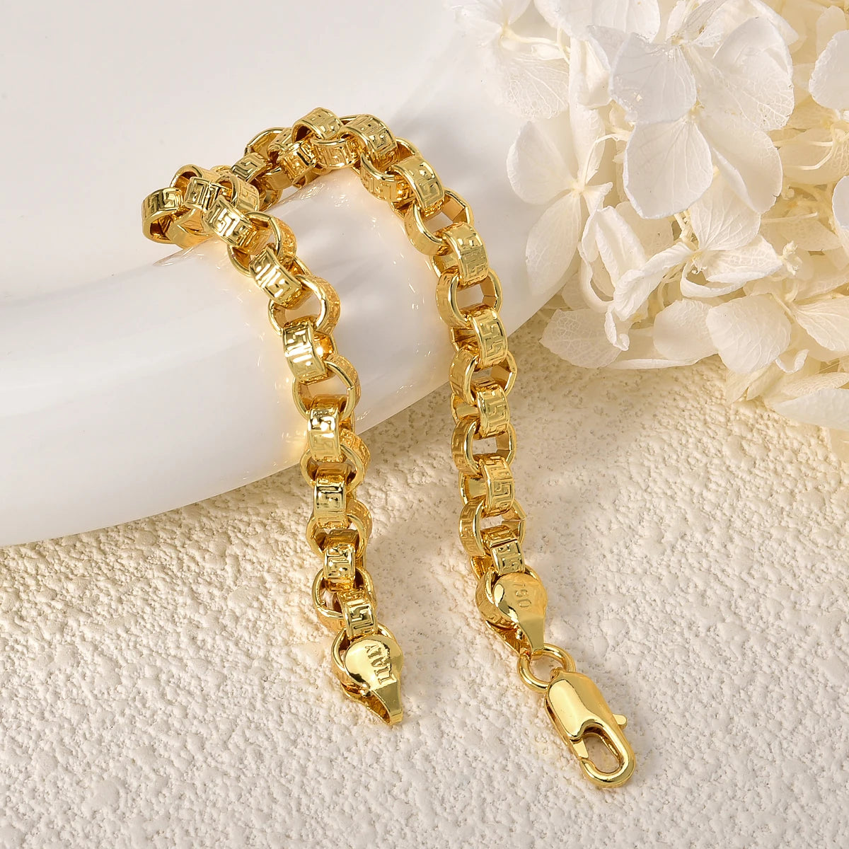 18k Gold Plated Italy 750 Bracelet Copper Braided Shaped Bracelet Hip-Hop Daily Men Women Jewelry Accessories For Friends Gifts