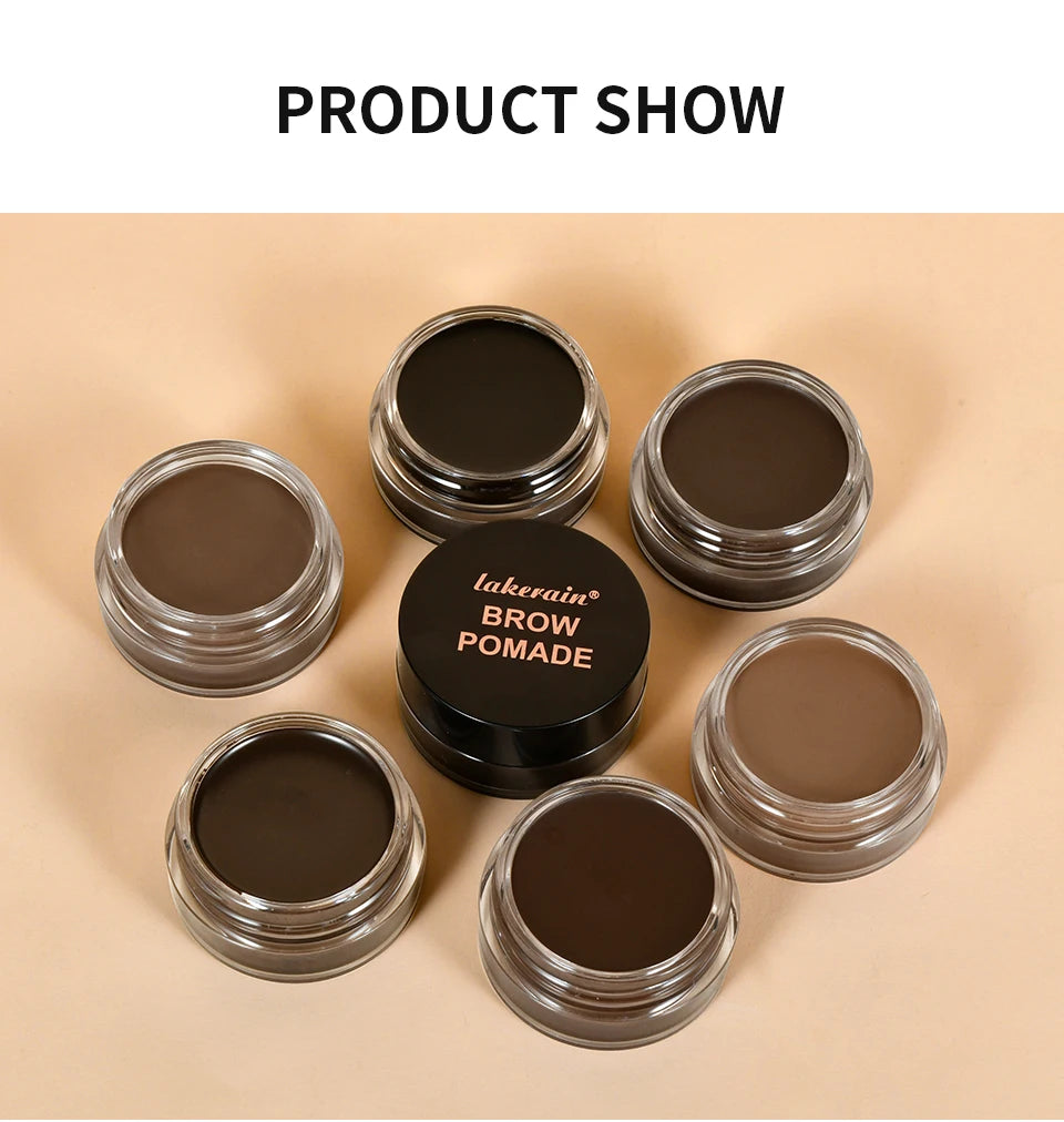 Lakerain Brow Pomade with Dual-Ended Brush Long-Lasting Waterproof Sweatproof Natural Smooth Eyebrow Brow Pencil Makeup