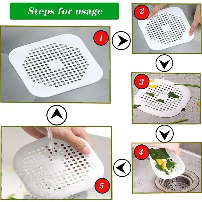 2 Pack Hair Catcher Brush+Strainer Anti-Clog Drain Stopper Shower Plug Anti-Odor Sink Parts Reusable Easy Install