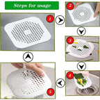 2 Pack Hair Catcher Brush+Strainer Anti-Clog Drain Stopper Shower Plug Anti-Odor Sink Parts Reusable Easy Install