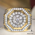 Huitan Gorgeous Two-tone Style Ring for Women Brilliant Cubic Zirconia Finger Jewelry Luxury Anniversary Party Accessories