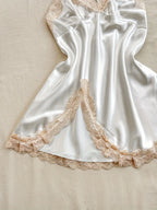 Women's Satin V-Neck Lace Trim Chemise 1-Pc Sexy Mini Nightdress