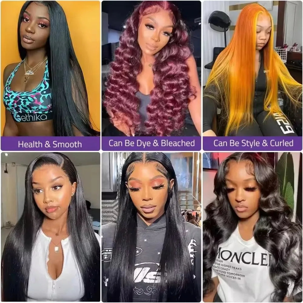 36 40 Inch 200 Density Frontal Wig For Black Women Brazilian Wigs Human Hair 5x5 Bone Straight HD Transparent Lace Front Wigs