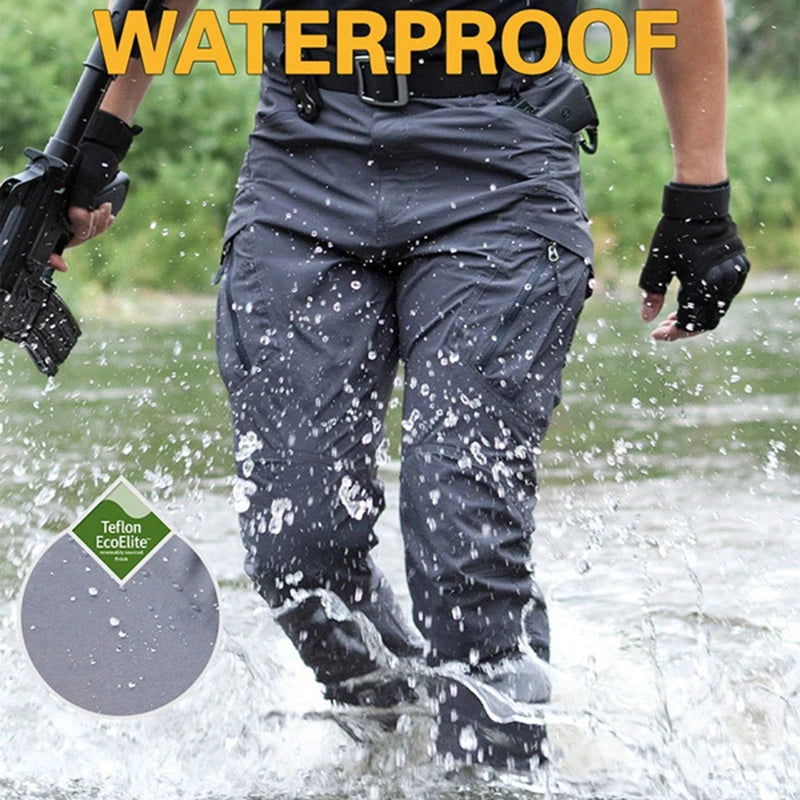 Asian Size Men City Pants Cargo Trousers Multi-pocket Waterproof Wear-resistant Casual Training Overalls Clothing