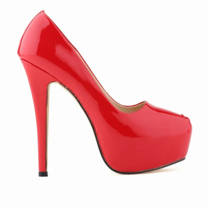 Sexy High Platform Party Shoes 2026 New Women Concise Solid Patent Leather High Heels Shoes Fashion Shallow Wedding Shoes Woman