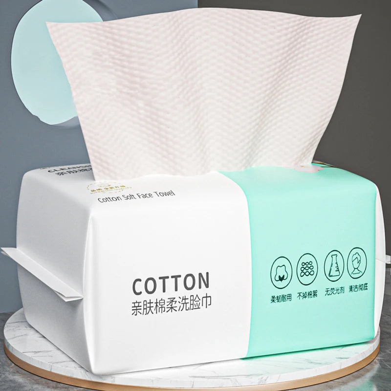 1 Pack 30 Count Thickened Disposable Face Towel 100% Cotton Soft Fabric Travel Cleansing Dry Wet Makeup Remover Pearl Cotton Reu