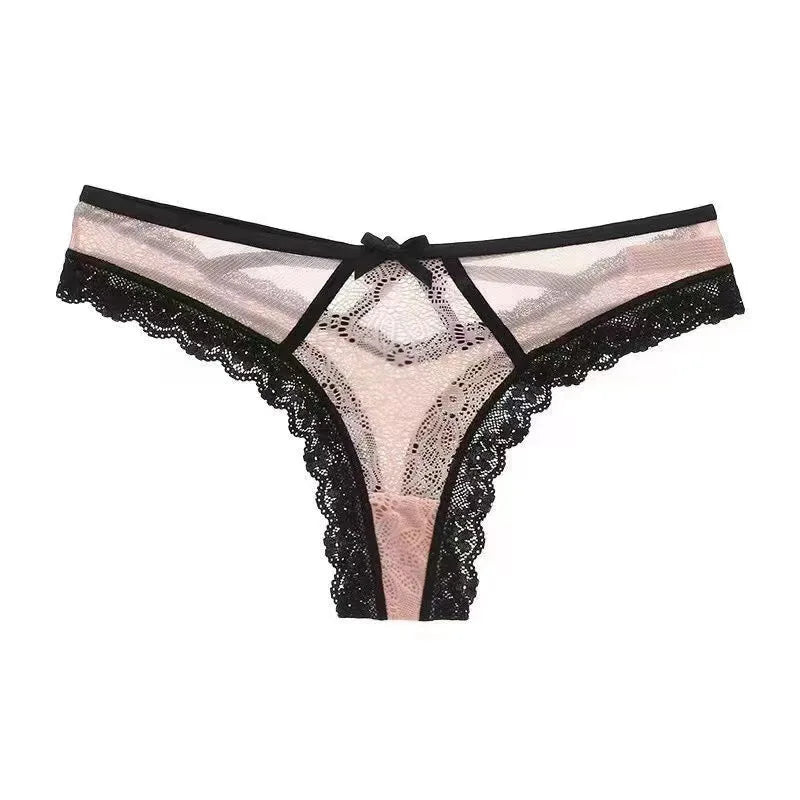 SP&CITY Flower Embroidery Sexy Thong Spicy Girl Lace Transparent Women’s Underpants Thin Summer Hollow Out Panties Bow Briefs