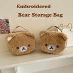 Hot Sales Gift: Anime Relaxed Bear Plush Cosmetic Bag - Women Girl Jewelry Organizer Pouch Makeup Storage Handbag