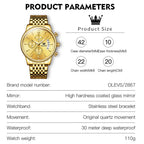 OLEVS Men Watches Top Brand Luxury Watch Waterproof Stainless Steel Men Wristwatch Luminous Quartz Watch Box Gift Set