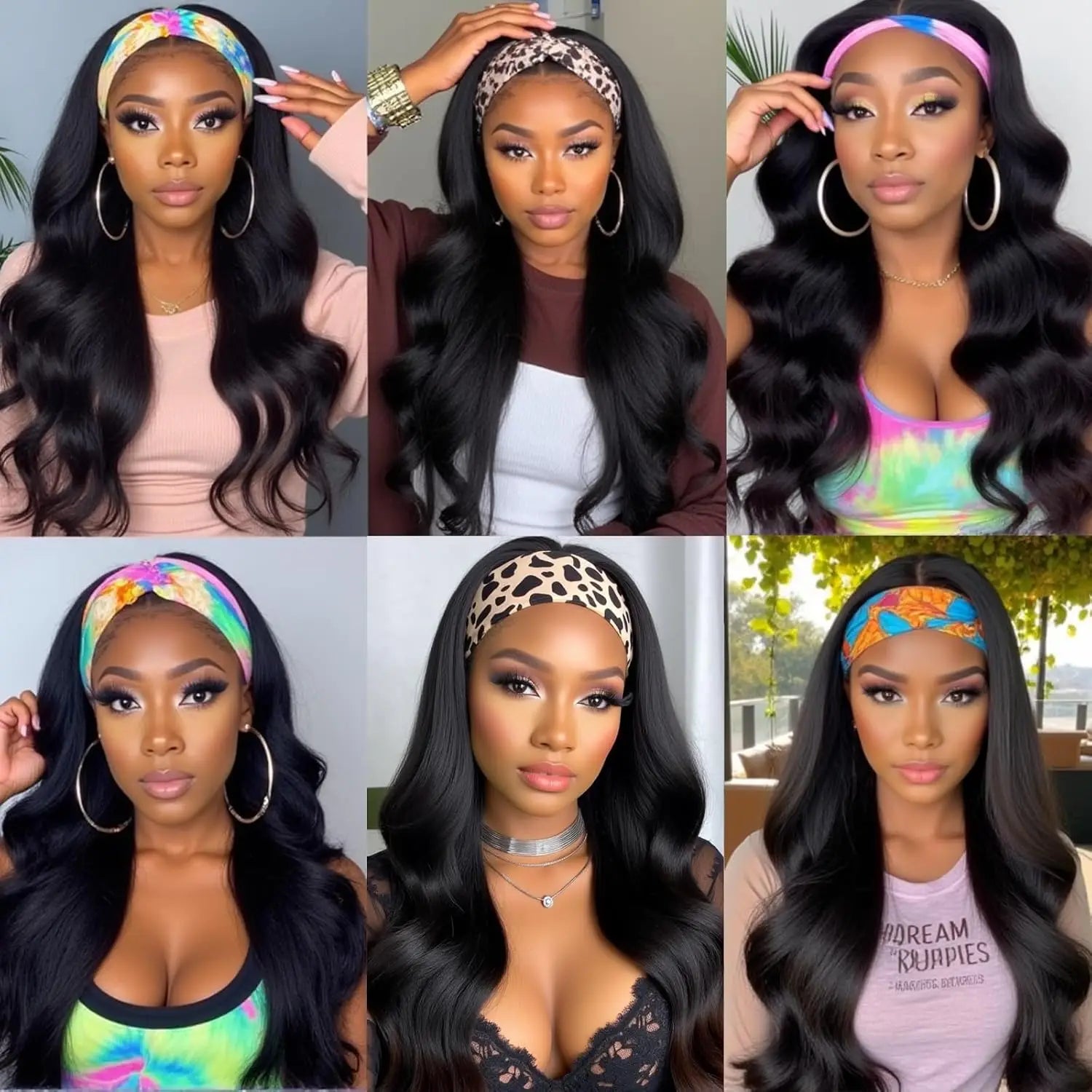 200% Density 20 Inch Body Wave Headband Wig Human Hair for Black Women None Lace Front Wigs Wear And Go Machine Made Headband