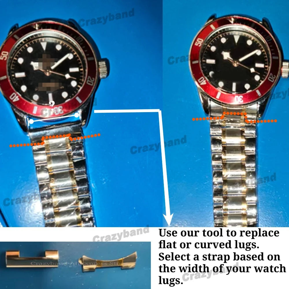 Stainless Steel Band 12mm 14mm 16mm 18mm 20mm 21mm22mm24mm for Seiko for Tissot Watch Strap Metal Replace Men Business WristBelt