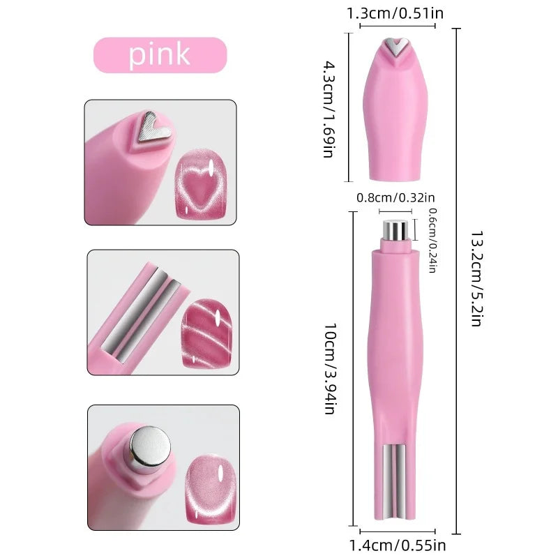 3 in 1 Cat Eye Nail Magnetic Stick Love Heart Snake Pattern French Cat Eye Nail Magnet UV Gel Polish Effect Manicure Design Tool