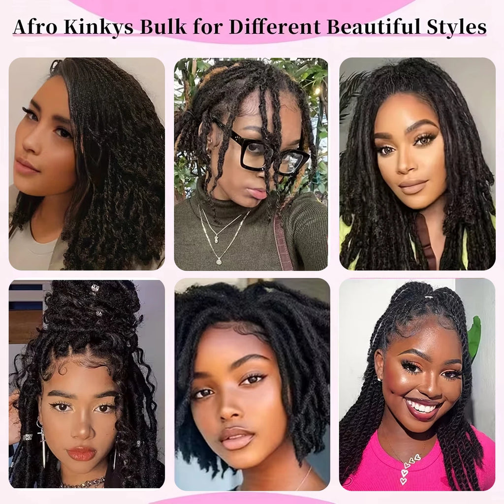 Afro Kinkys Bulk Synthetic Hair for Dreadlock Extensions Loc Repair Braiding Twist Tight Afro Kinky  Synthetic Hair for Loc