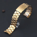 Curved End Watchband Men Women Metal Bracelets 20mm 22mm Stainless Steel Sport Strap Universal Replacement Wristband Accessories