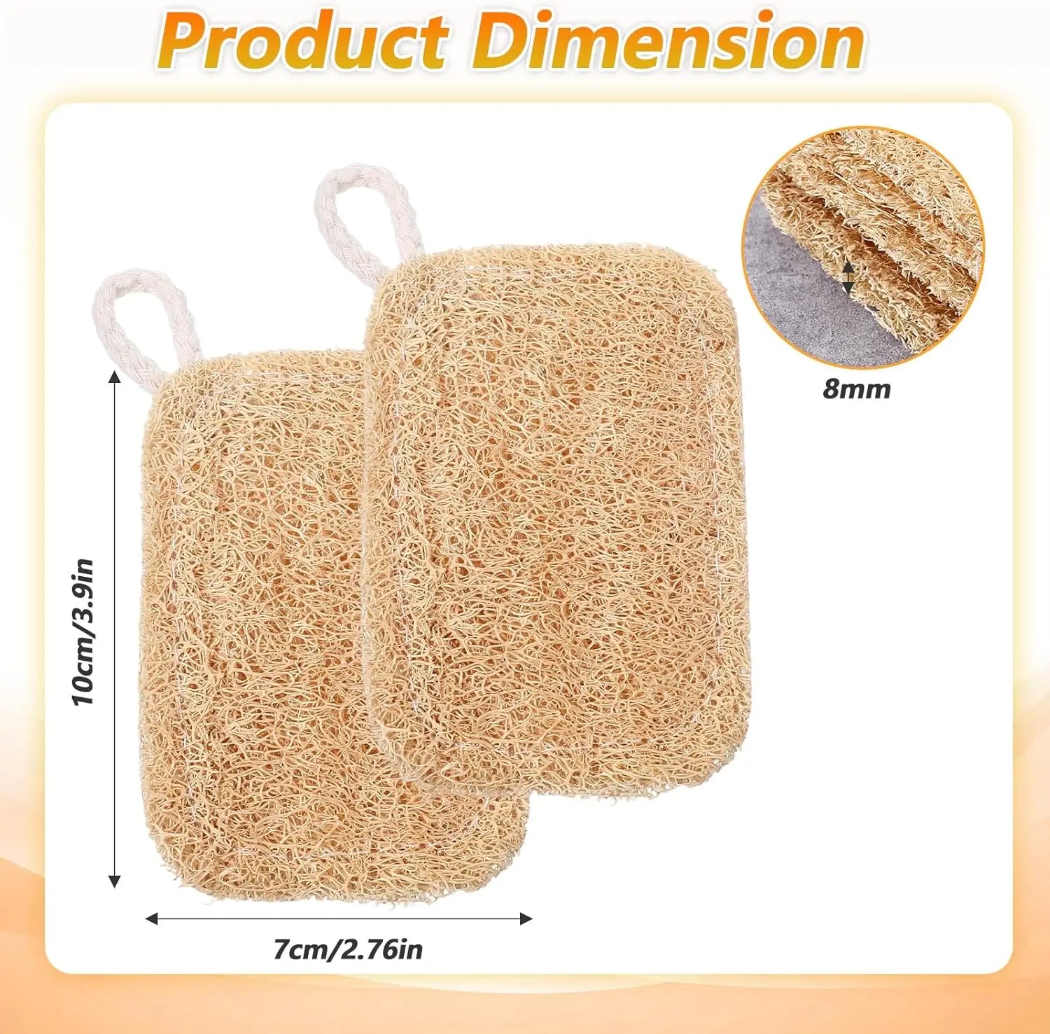6pcs Natural Loofah Sponge for Deep Exfoliation, Gentle on Skin & Renew Skin, Bamboo Fiber Body Scrubber for Adults, Shower