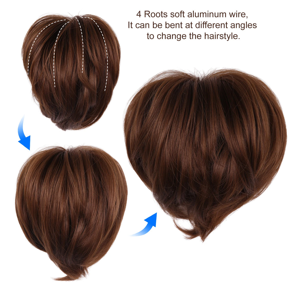 10Inch Synthetic Claw Clip In Ponytail Extensions Diy Adjustable Style Short Straight Claw Ponytail Hair Bun Heat-Resistant