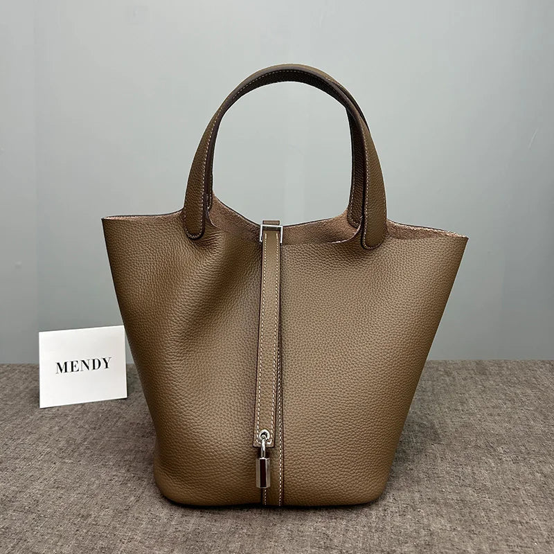 Brand Bucket Bag 18 22CM Women's Bags Trend 2026 Handbag Genuine Leather Luxury Designer Hand Bag Ladies New In Tote Bag