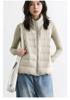 CHIC VEN New Women Down Coats Sleeveless Lightweight 90 White Duck Down Stand Up Collar Female Down Vest Autumn Winter 2026