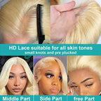 613 Honey Blonde 250% Density 13x6 HD Transparent Lace Front Human Brazilian Hair Wigs For Women Straight 13x4 Lace Frontal Wig