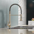 Kitchen Faucet Sink Faucet One Handle Spring Hot and Cold Water Tap Deck Mounted  Stream Sprayer Stainless Steel
