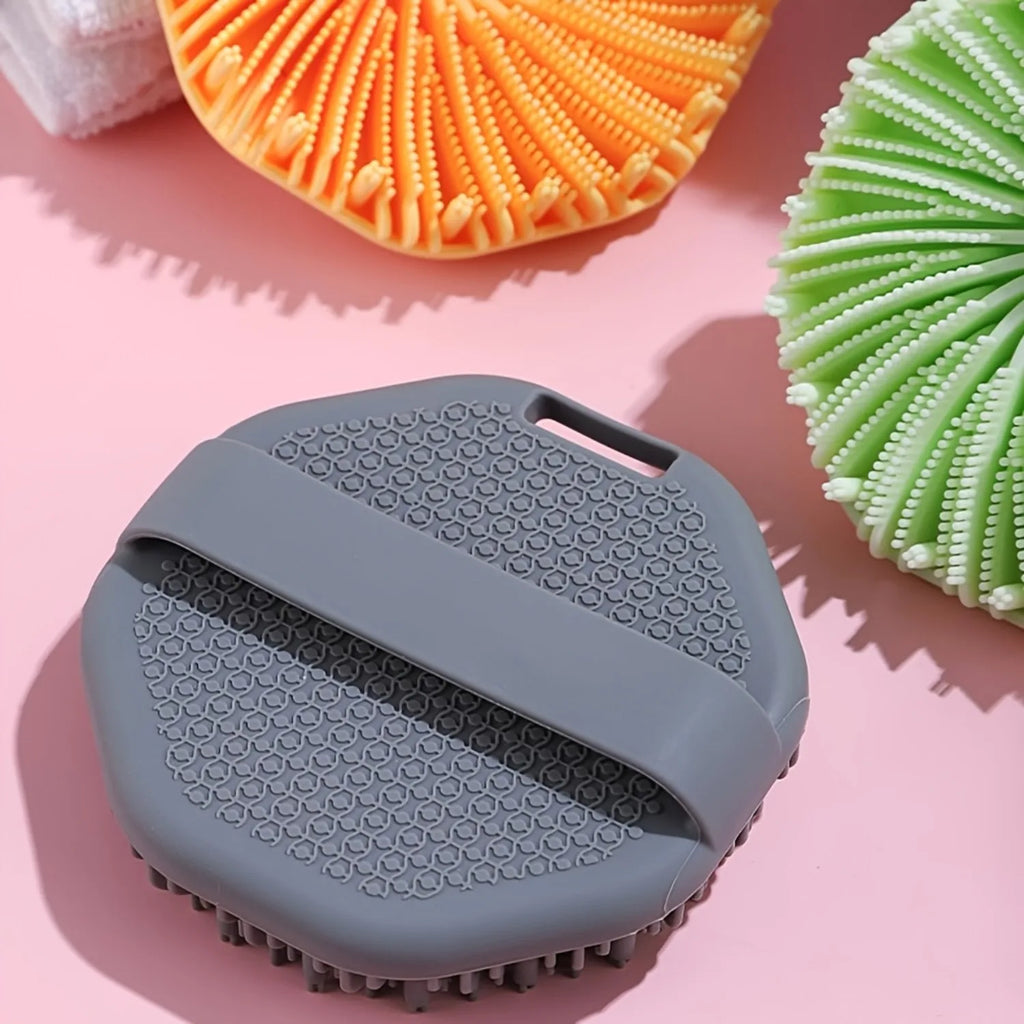 1pc Soft Silicone Exfoliating Brush Cleanser Manual Body Cleansing Scrubber Shower Gentle Massage Bath Brush Bathroom Accessorie