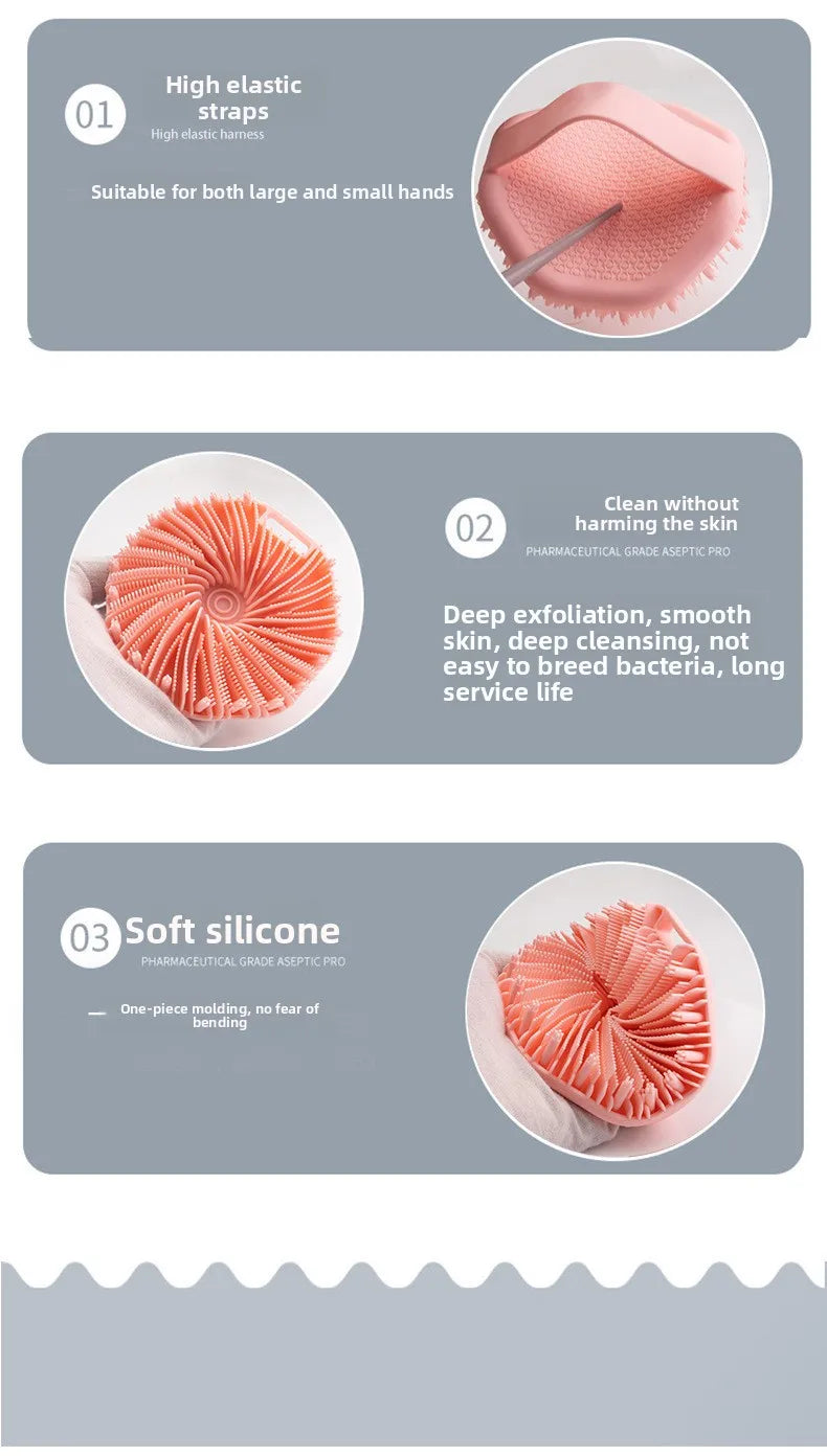 NEW Bath Soft Silicone Back Brush Bath Shower Sponge Scrubbing Brush with Handle Exfoliating Scrub Skin Exfoliating Brushes