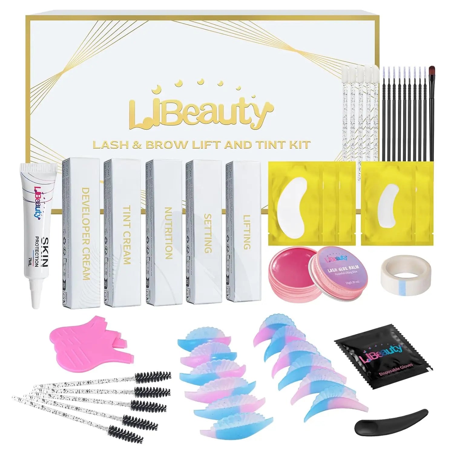 Libeauty Lash Lift and Tint Kit Brow Lamination Eyelash Lifting Perming Lashes Dye Eyes For Voluminous Lashes and Brow Home Use