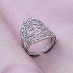 Simple Geometry Fashion Stainless Steel Open Rings For Women Men Accessories Silver Color Heart Sun Round Blank Base DIY Anillos