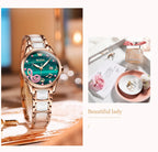 OLEVS 3605 Women's Watches Top Brand Fashion Mechanical Wristwatch Zircon Scale Watch for Ladies Waterproof Chronograph Date