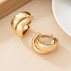 Vintage Stainless Steel Double-Layer Hoop Earrings For Women Fashion Geometric Round Drop Earrings Trendy Party Jewelry