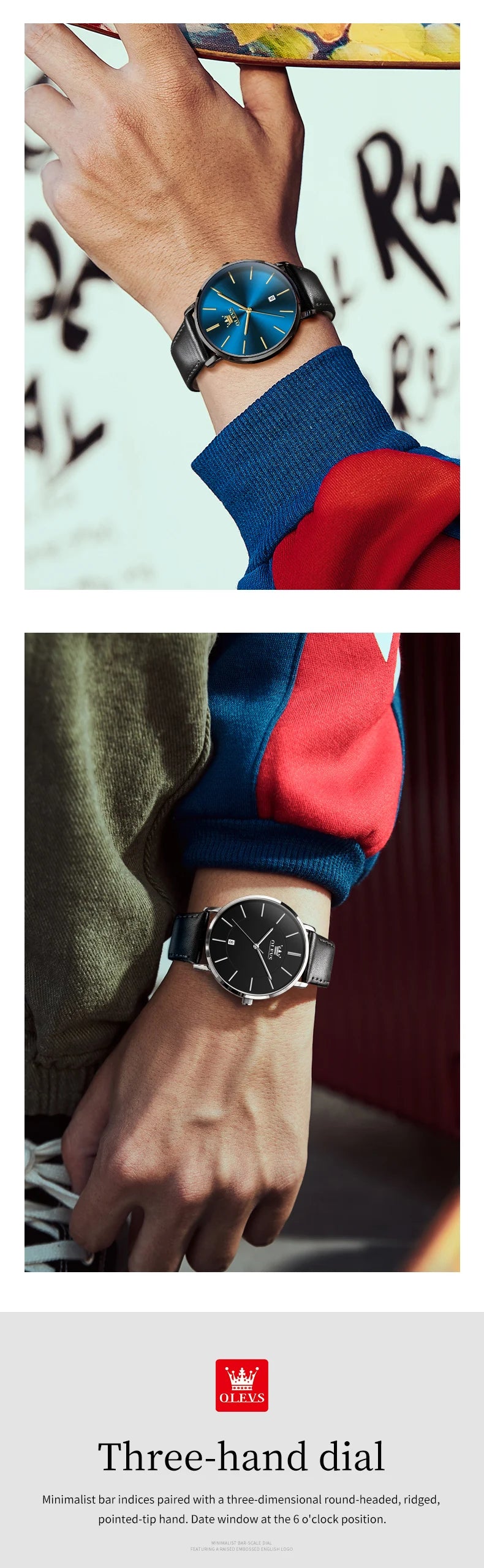 OLEVS 5869 Men's Watches Leather Strap Waterproof Auto Date Man Watch Fashion Simplicity Ultra Thin Quartz Wrist Watch for Men