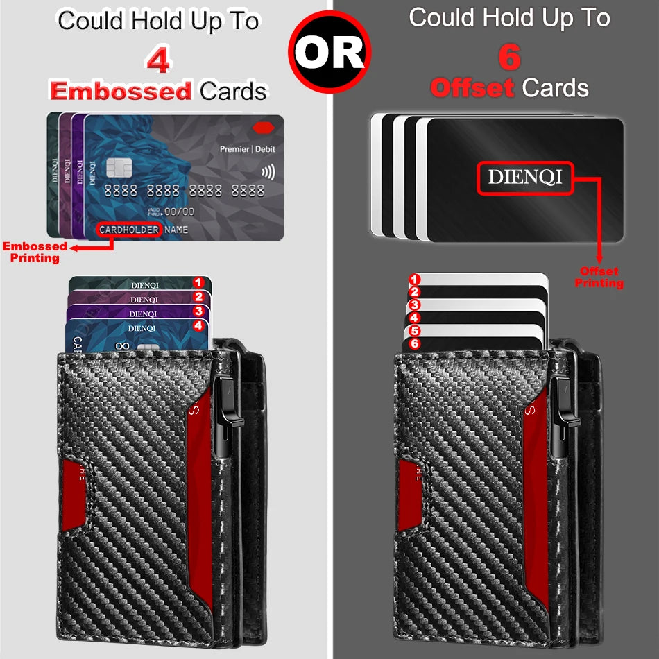 RFID Blocking Men Slim Smart Wallets Magnet Carbon Fiber Credit Card Holder with Front Pocket Minimalist Wallet Cardholder Case