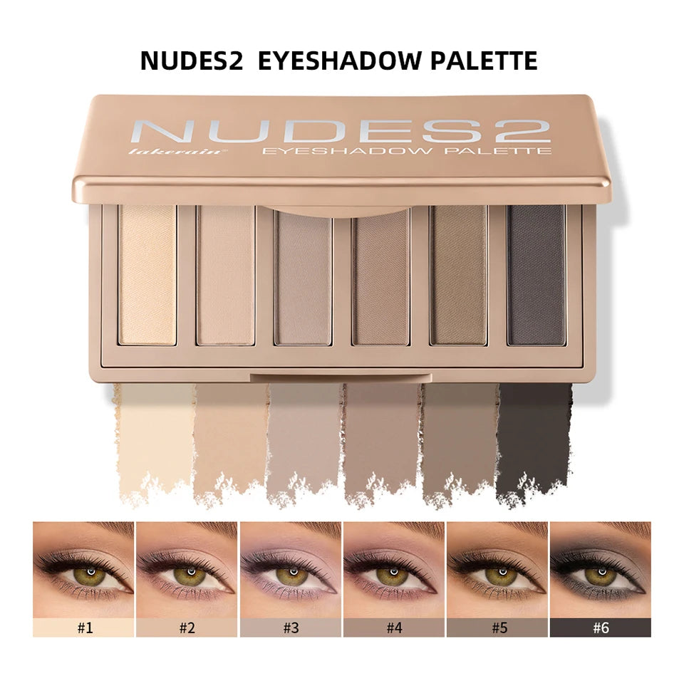 Naked 2 Basics Matte Neutral Eyeshadow Palette and Mirror Shadow Six Colors Contouring Neutral Eyeshadows Long-Lasting  Makeup