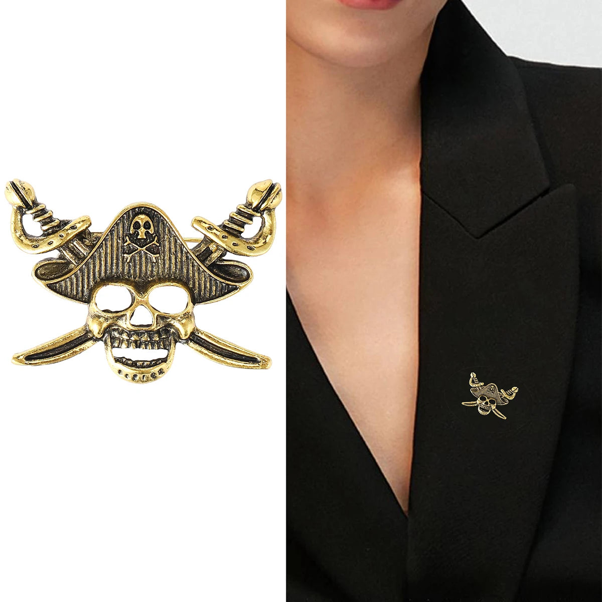 Rhinestone Skull Brooches for Women Unisex Metal Skull Pin Skull Lapel Pins Banquet Party Backpack Gifts Jewelry Accessories
