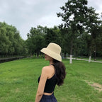 Summer Elegant Dome Straw Hats Women Girl 13cm/8.5cm 2 Sizes Solid Color Beach Sun Hat Foldable Portable Travel Holiday Panama