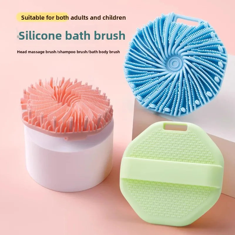 NEW Bath Soft Silicone Back Brush Bath Shower Sponge Scrubbing Brush with Handle Exfoliating Scrub Skin Exfoliating Brushes