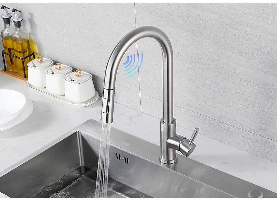 Smart Touch Kitchen Faucets Crane For Sensor Kitchen Water Tap Sink Mixer Rotate Touch Faucet Sensor Water Mixer KH-1015