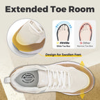Fitville Extra Wide Walking Shoes for Women Breathable Dad Shoes Retro Casual Sneakers With Arch Support Flat Feet Heel Pain