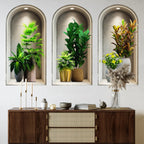 18 Styles Simulated Archway Niche Potted Plant Painting Wall Stickers Bedroom Living Room Hall Peel & Stick Art Mural Decals