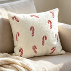 Embroidered Merry Christmas Holiday Red Throw Pillow Case Cover Decorative Sofa Cushion Covers for Home Xmas Party Decor