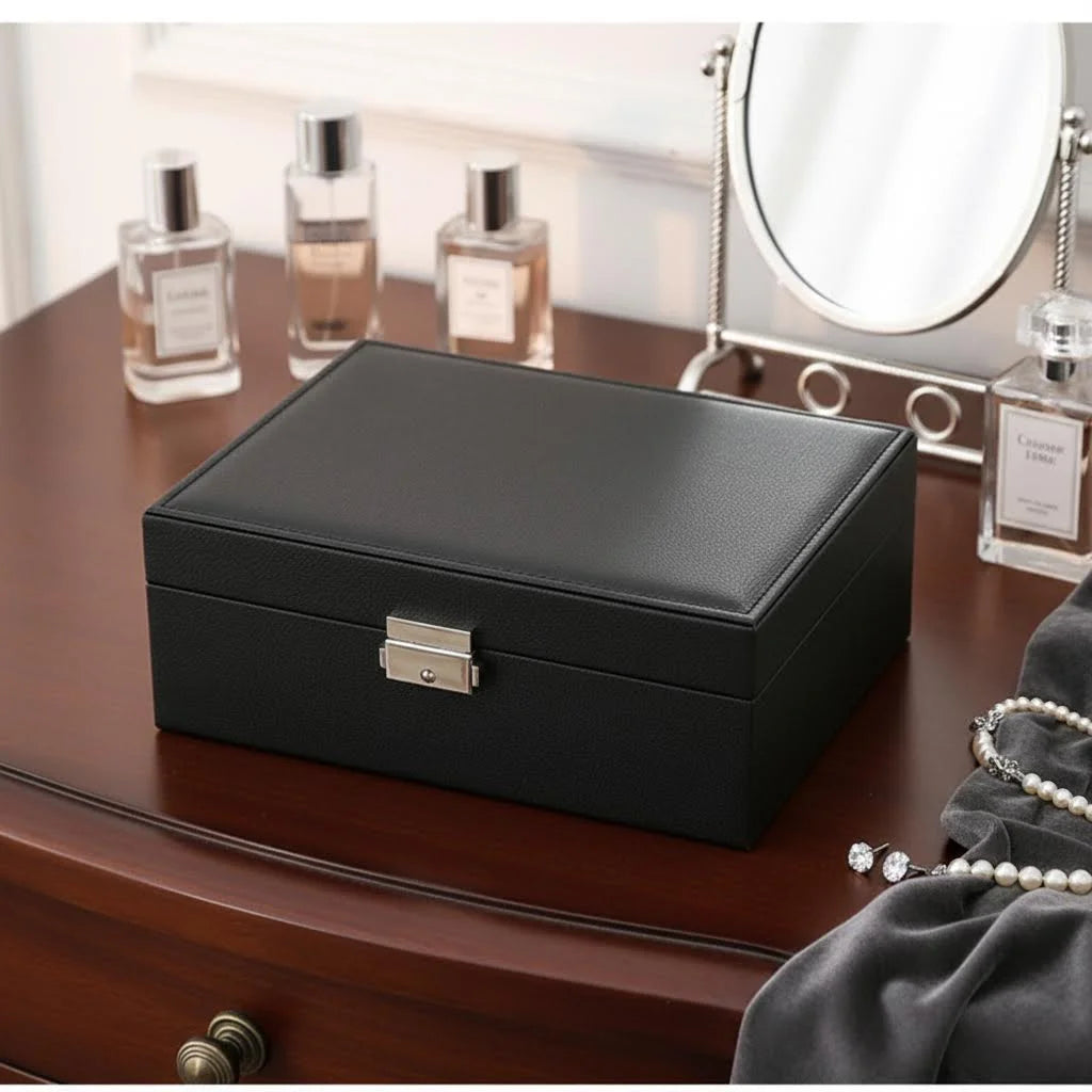 Organizer Box Double-Layer Jewelry Storage Box With Lock for Earrings, Necklaces and Other Accessories Organizing Box