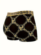 4 Pieces Fashionable Men Underwear Antibacterial Men Boxershorts Retro Print Men Underpant Soft Boys Thin Flat Corner Panties