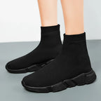 Classic Black High Top Sneakers For Men Designer Shoes Slip-on Men's Casual Sneakers Comfy Breathable Knit Women's Sports Shoes
