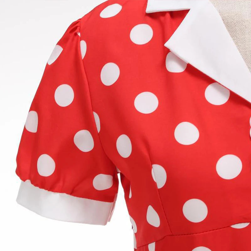 Polka Dot 50s 60s Vintage Dress Women Elegant Belted Robe Women Retro Rockabilly Prom Wedding Party Princess Dress