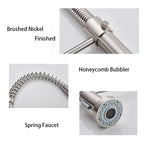 Kitchen Faucets Brush Brass Faucets for Kitchen Sink Single Lever Pull Out Spring Spout Mixers Tap Hot Cold Water Crane