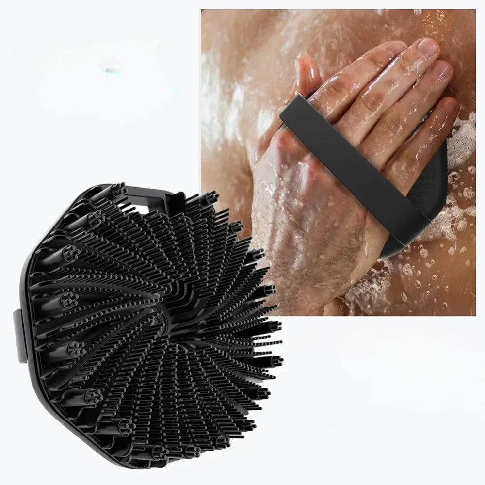 1PCS Bath Soft Silicone Back Brush Bath Shower Sponge Scrubbing Brush with Handle Exfoliating Scrub Skin Massager  Brushes