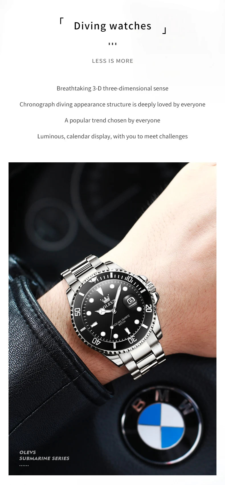 OLEVS Watches 5885 Mens Watch Original High Quality Quartz Watch Waterproof Luminous Calendar  Watches For Men Box Gifts Reloj
