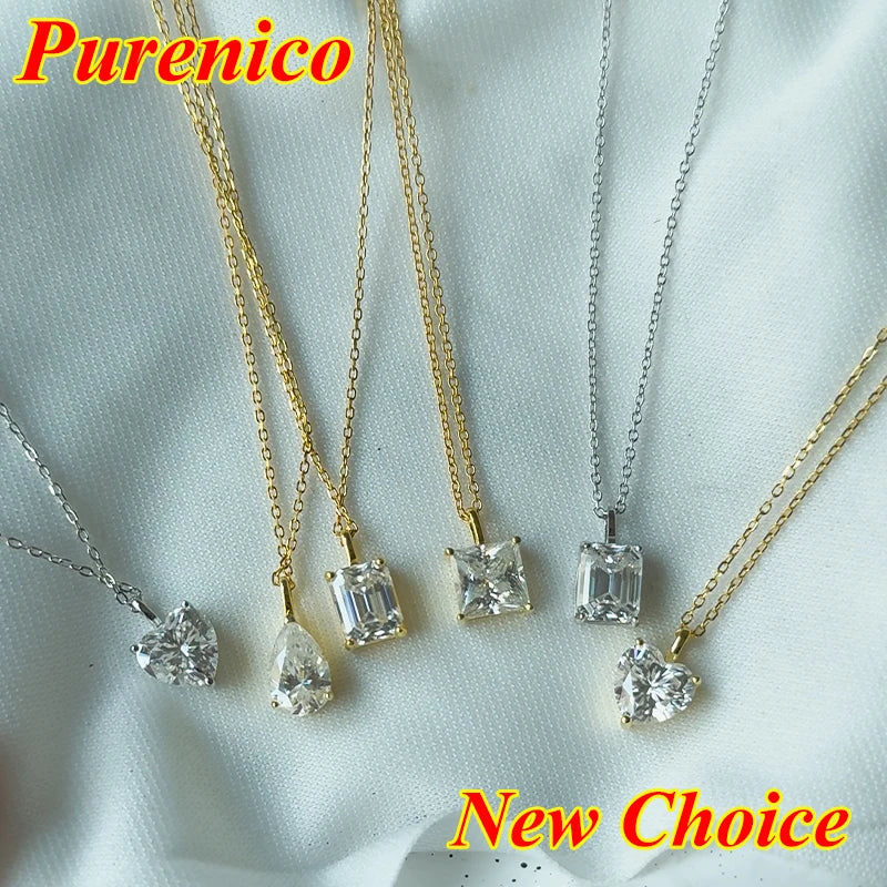 1-3ct Marquise Princess Emerald Pear Cut Women Moissanite Necklace Original 925 Sterling Silver Moissanite Diamond Jewelry Daily
